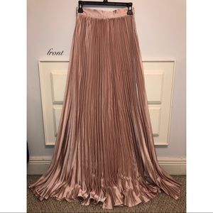 Pink Pleated Floor-Length Skirt